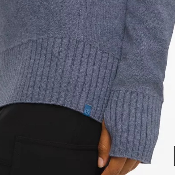 Lululemon Still Lotus Reversible Sweater Crew Blue Grey Stripe XS 2 4 Pullover - Picture 3 of 10